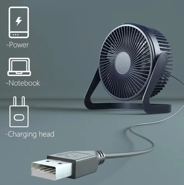 5” Silent Turbo Desk Fan – USB Powered Strong Wind Cooling Fan | Compact Rotating Desktop Air Circulator for Home, Office & Travel