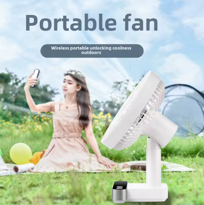 F702 USB Rechargeable Desk Fan – Oscillating Strong Wind Fan with Digital Display | Quiet Portable Cooling for Home & Office