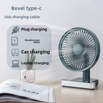 F702 USB Rechargeable Desk Fan – Oscillating Strong Wind Fan with Digital Display | Quiet Portable Cooling for Home & Office