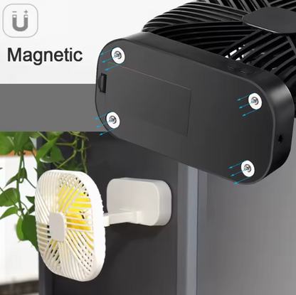 USB Magnetic Desk Fan – 5” Mini Table Fan with 2 Power Options | Quiet Portable Cooling for Office, Students & Travel