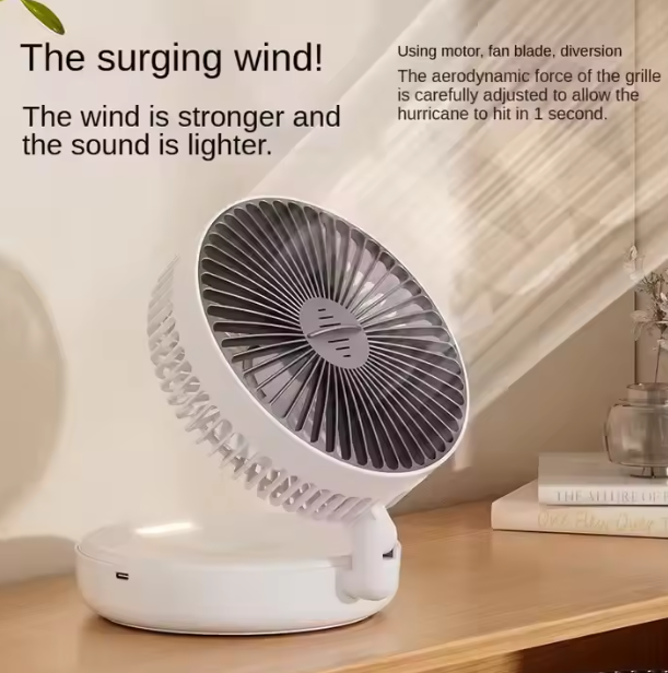 4-in-1 Foldable USB Desk Fan with Warm Night Light – Rechargeable Portable Cooling Fan for Home & Bedroom