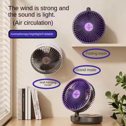 4-in-1 Foldable USB Desk Fan with Warm Night Light – Rechargeable Portable Cooling Fan for Home & Bedroom