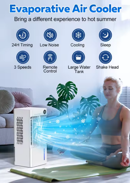 5L Air Cooler Fan – Portable Floor Standing Air Conditioner with 3 Speeds, Wide Oscillation & 24H Timer