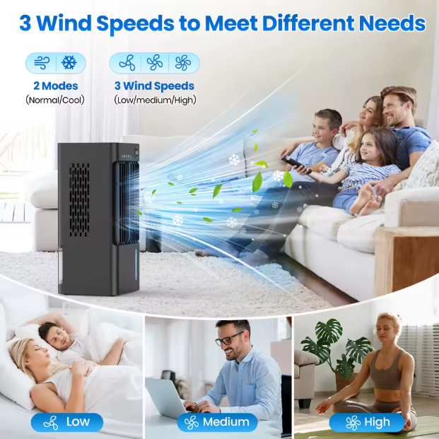 Portable Evaporative Air Cooler – Cooling Fan for Home, Office & Bedroom | Energy Efficient AC Alternative with Water Cooling