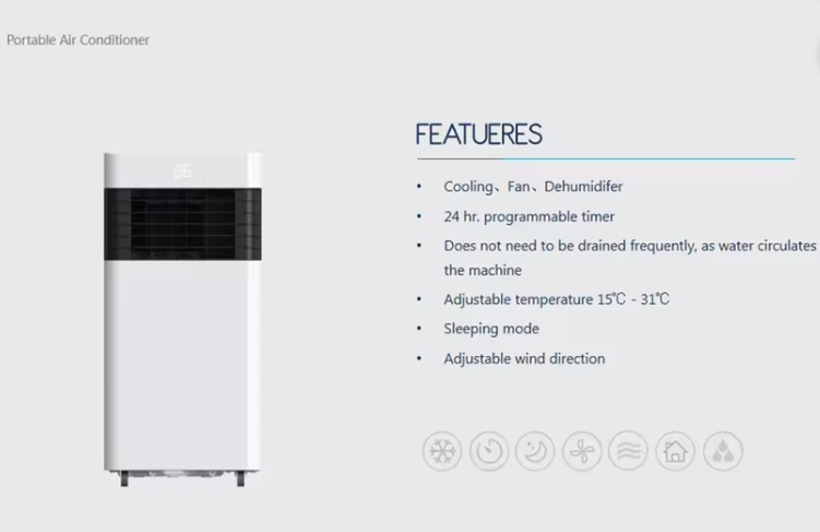8000 BTU Portable Air Conditioner & Heater – Compact AC Unit with 880W Power, Quiet 54dB for Bedroom & Office