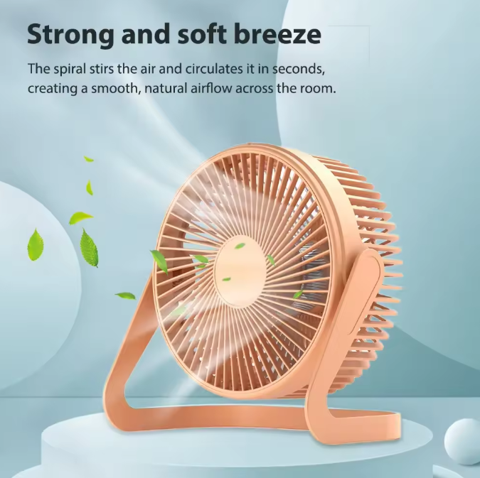5” Silent Turbo Desk Fan – USB Powered Strong Wind Cooling Fan | Compact Rotating Desktop Air Circulator for Home, Office & Travel
