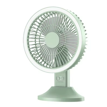 Rechargeable Desk Fan with LED Light & Remote – Portable Cooling Fan for Home, Camping & Summer Use