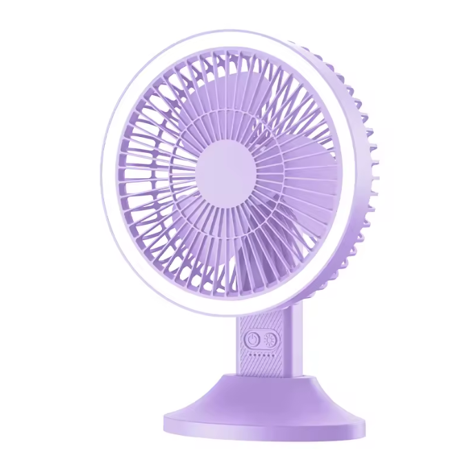 Rechargeable Desk Fan with LED Light & Remote – Portable Cooling Fan for Home, Camping & Summer Use
