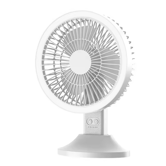 Rechargeable Desk Fan with LED Light & Remote – Portable Cooling Fan for Home, Camping & Summer Use